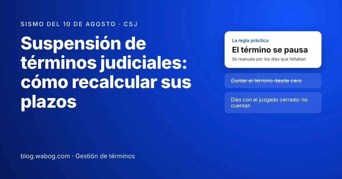 Suspensión de términos judiciales por el sismo: cómo contar