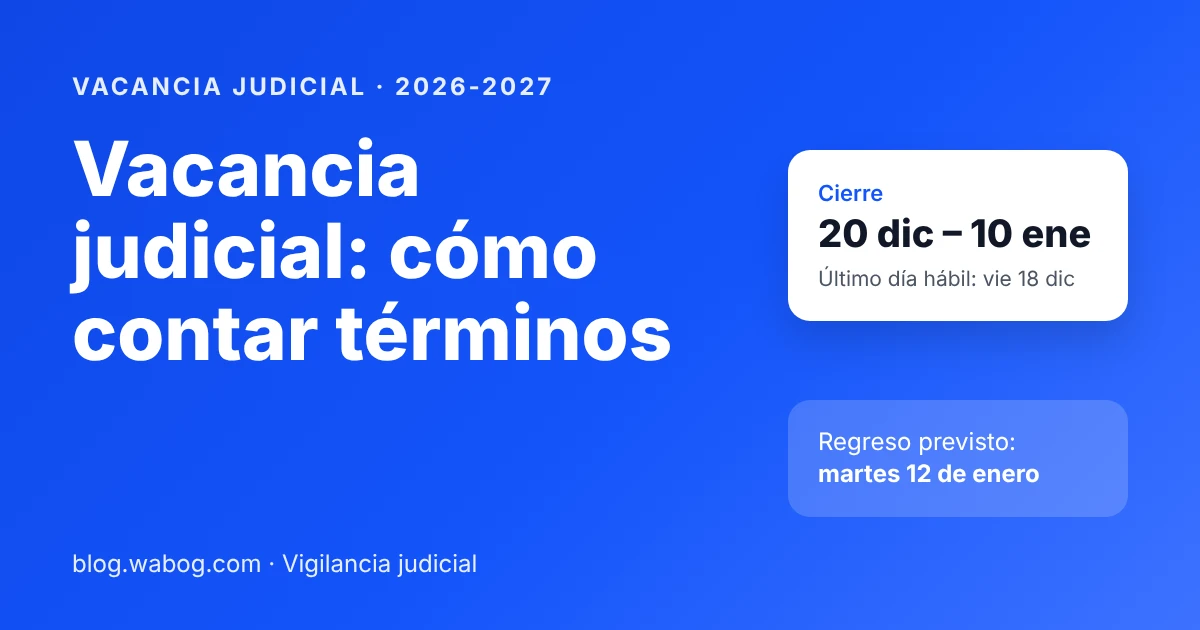 Vacancia judicial 2026: fechas y cómo contar los términos